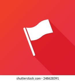 Flag icon. Location marker symbol. Flat design style. Long shadow