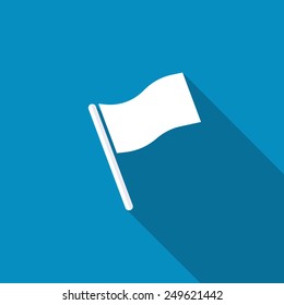 Flag icon. Location marker symbol. Flat design style. Long shadow