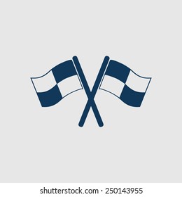 Flag icon. Location marker symbol. checkered flags sign. Flat design style.