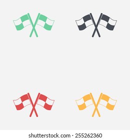 Flag icon. Location marker symbol. Ã?Â�Ã?Â¡heckered flags sign. Flat design style.