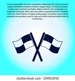 Flag icon. Location marker symbol. Checkered flags sign. Flat design style.