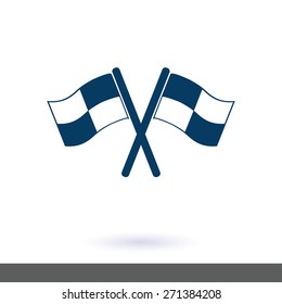 Flag icon. Location marker symbol. Ã?Â�Ã?Â¡heckered flags sign. Flat design style.