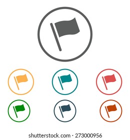 Flag icon. Location marker symbol. Flat design style.