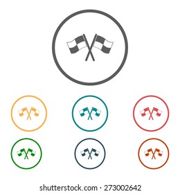 Flag icon. Location marker symbol. Ã�Â¡heckered flags sign. Flat design style.