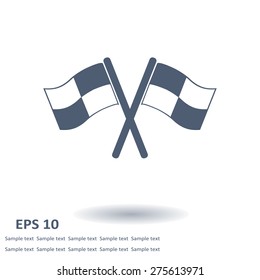Flag icon. Location marker symbol. checkered flags sign. Flat design style.
