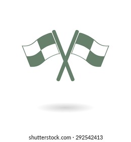 Flag icon. Location marker symbol. checkered flags sign. Flat design style.