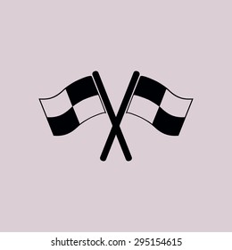 Flag icon. Location marker symbol. checkered flags sign. Flat design style.