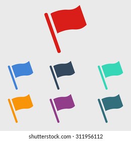 Flag icon. Location marker symbol. Flat design style.