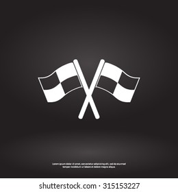 Flag icon. Location marker symbol. checkered flags sign. Flat design style.