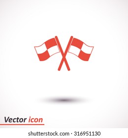 Flag icon. Location marker symbol. checkered flags sign. Flat design style.