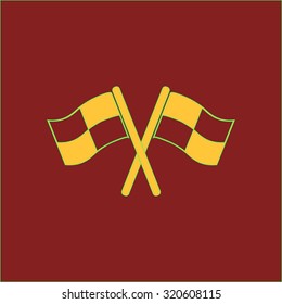 Flag icon. Location marker symbol. Checkered flags sign. Flat design style.