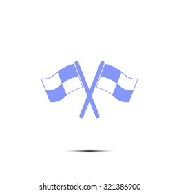 Flag icon. Location marker symbol. Ã?Â�Ã?Â¡heckered flags sign. Flat design style.