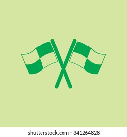Flag icon. Location marker symbol. Ã�Â¡heckered flags sign. Flat design style.