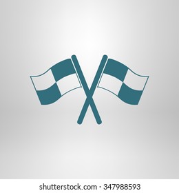 Flag icon. Location marker symbol. Ã�Â¡heckered flags sign. Flat design style.