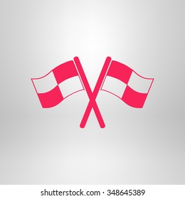 Flag icon. Location marker symbol. checkered flags sign. Flat design style.
