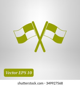 Flag icon. Location marker symbol. Ã�Â¡heckered flags sign. Flat design style.