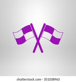 Flag icon. Location marker symbol. Ã?Â�Ã?Â¡heckered flags sign. Flat design style.