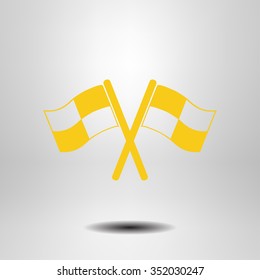 Flag icon. Location marker symbol. Ã?Â�Ã?Â¡heckered flags sign. Flat design style.