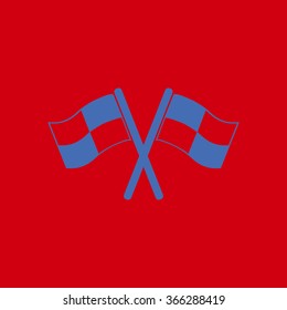 Flag icon. Location marker symbol. checkered flags sign. Flat design style.
