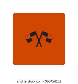 Flag icon. Location marker symbol. Checkered flags sign. Flat design style.