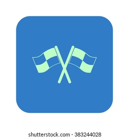Flag icon. Location marker symbol. Checkered flags sign. Flat design style.