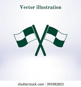 Flag icon. Location marker symbol. Ã�Â¡heckered flags sign. Flat design style.