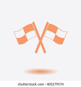Flag icon. Location marker symbol. Ã�Â¡heckered flags sign. Flat design style.