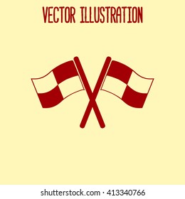 Flag icon. Location marker symbol. Ã�Â¡heckered flags sign. Flat design style.