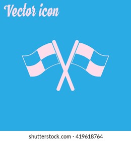 Flag icon. Location marker symbol. Ã�Â¡heckered flags sign. Flat design style.