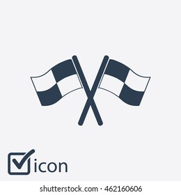 Flag icon. Location marker symbol. Ã�Â¡heckered flags sign. Flat design style.