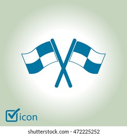 Flag icon. Location marker symbol. checkered flags sign. Flat design style.