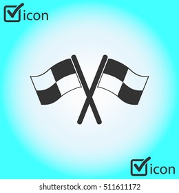 Flag icon. Location marker symbol. Ã�Â¡heckered flags sign. Flat design style.