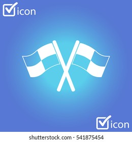 Flag icon. Location marker symbol. Ã�Â¡heckered flags sign. Flat design style.