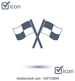 Flag icon. Location marker symbol. Ã�Â¡heckered flags sign. Flat design style.