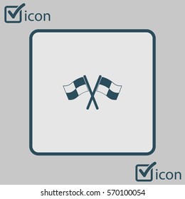 Flag icon. Location marker symbol. Ð¡heckered flags sign. Flat design style.