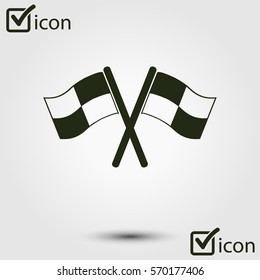 Flag icon. Location marker symbol. Ð¡heckered flags sign. Flat design style.