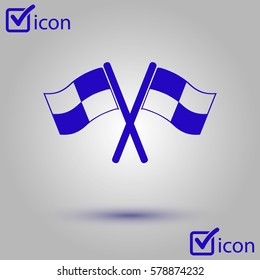 Flag icon. Location marker symbol. Ð¡heckered flags sign. Flat design style.