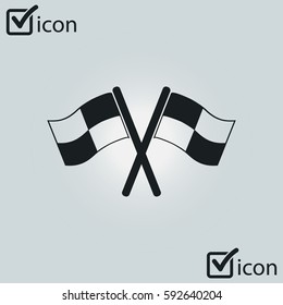 Flag icon. Location marker symbol. Ð¡heckered flags sign. Flat design style.