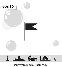 Flag icon. Location marker symbol. Flat design style.