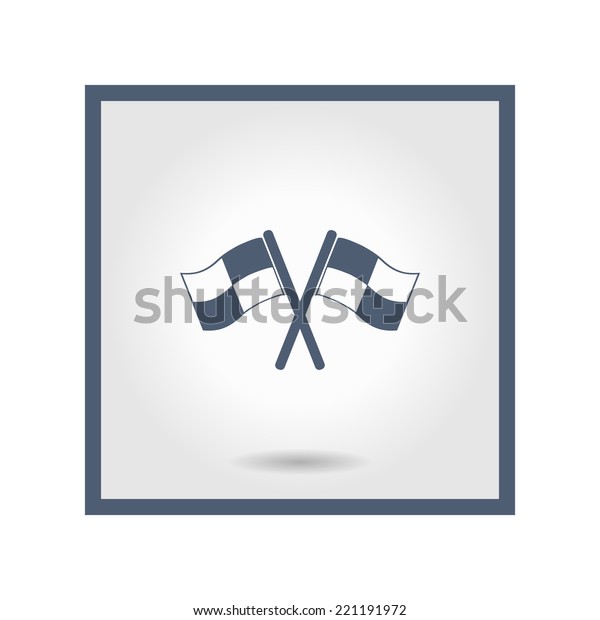 Flag icon. Location marker symbol. heckered flags\
sign. Flat design style.