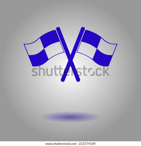 Flag icon. Location marker symbol. Heckered flags\
sign. Flat design style.