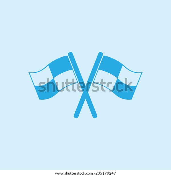 Flag icon. Location marker symbol. checkered flags\
sign. Flat design style.
