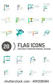 Flag icon logo vector collection, linear design