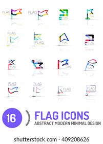 Flag icon logo vector collection, linear design