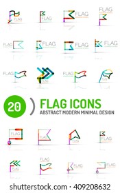 Flag icon logo vector collection, linear design