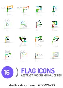 Flag icon logo vector collection, linear design