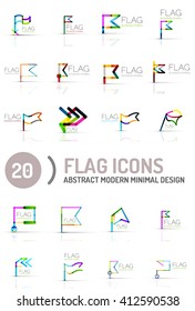 Flag icon logo vector collection, linear design