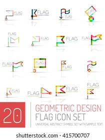 Flag icon logo vector collection, linear design