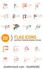 Flag icon logo vector collection, linear design