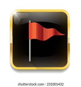 flag icon With long shadow over app button